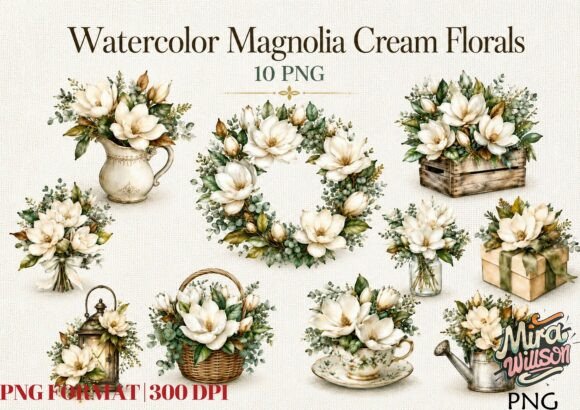 Download Watercolor Magnolia Petal Cluster Bundle - Petal Collection