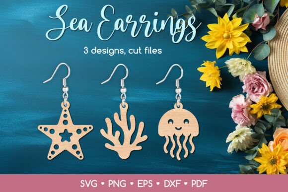 Download Sea Earrings SVG Cut Files Ocean Jewelry - Svg cut files Collection