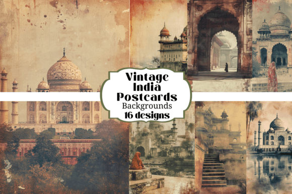Download 16 Vintage India Postcard Backgrounds - India Collection