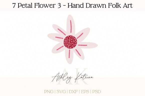 Download 7 Petal Flower 3 - Hand Drawn Folk Art - Petal Collection