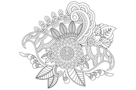 Download Outline Flower Pattern in Mehndi Style - Flower pattern Collection